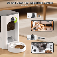 Distributeur automatique intelligent pour animaux de compagnie avec réservoir alimentaire visible en plastique de 5L, contrôle par application, enregistrement vocal, caméra HD réglable, double alimentation et jouet laser