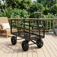 Chariot à double étage en maille noire avec remorque latérale amovible en acier