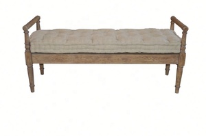 HL100 francés antiguo clásico Albert tallado Banco tela reposabrazos sofá otomano madera maciza Lino copetudo tapizado <span class=keywords><strong>cama</strong></span> extremo taburete - Product Image 4