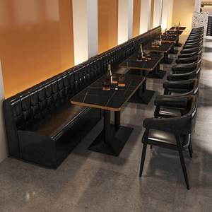 Móveis Modernos para Lounge de Hotel e Restaurante, Sofá para Bar e Clube Noturno, Conjunto de Cadeiras e Mesas em Forma de U e L em Couro PU e Metal - Product Image 2