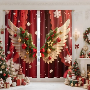 Cortinas Opacas con Impresión Digital 3D de Lazo y Adorno Navideño, Listas <span class=keywords><strong>para</strong></span> Barra de Cortina, Cortinajes Festivos <span class=keywords><strong>para</strong></span> Decoración del Hogar en Días Festivos - Product Image 6
