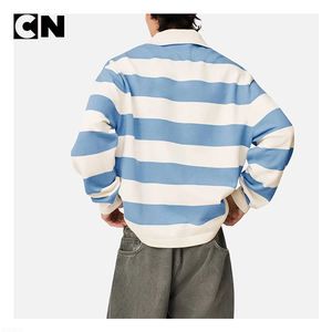 Suéter Transpirable Antiarrugas con Certificación GRS, Fabricante de Suéteres, Logotipo Bordado Personalizado, Lana Merino y Algodón, Corte Regular a Rayas - Product Image 4