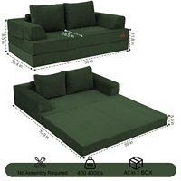 Canapé-lit pliable en mousse, matelas de sol dépliable avec oreillers, canapé-lit sans armature, canapé deux places