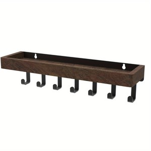 Wooden <b>Key</b> <b>Holder</b> With Hooks <b>Wall</b> Mounted Storage Rack For Living Room Mail Organizer - Product Image 5