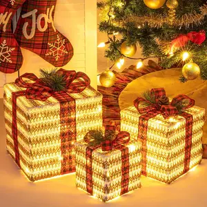 Nicro Xmas strizzacervelli pieghevole con supporto Tinsel scatola regalo albero casa all'aperto per interni pieghevole festa di natale decorazione di luce