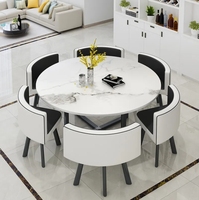 Ensemble Table et Chaises de Salle à Manger Moderne Style Nordique Quatre Places, Mobilier de Maison Stable en Marbre pour Repas au Salon