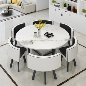 Set Tavolo da Pranzo <span class=keywords><strong>e</strong></span> Sedie Moderno in Stile Nordico a Quattro Posti in Stabile Marmo Arredo Casa per Cene in Soggiorno - Product Image 2
