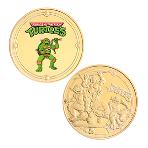 Vente en gros de 5 pièces de monnaie en or représentant des personnages de films américains et de pièces commémoratives en métal des Tortues <span class=keywords><strong>Ninja</strong></span>, parfaites pour la collection ou les cadeaux - Product Image 5