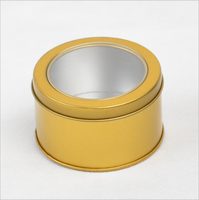 Étain rond coloré rouge et bleu, pour gâteau de noël en métal doré avec couvercle transparent et capuchon de fenêtre
