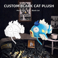 Peluche personnalisée chat noir gothique, jouet en peluche doux, cadeau pour fans