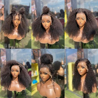 Perruque de Cheveux Humains Vierges pour Femme, 8-30 Pouces, Afro Kinky Bouclés Mongols, Transparente, Complète en Dentelle avec Cheveux de Bébé