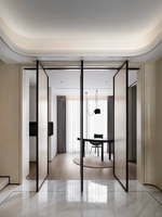 Ouvre-porte automatique à pivot central en alliage d'aluminium robuste pour hôtel, villa, entrée commerciale.