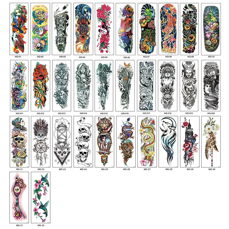 Wholesale Large Size Realistic Color Men Woman Adults Sexy Tattoo Sleeve Full Arm Body Temporary Tattoo Sticker