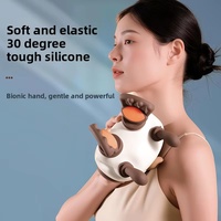 Appareil de massage rechargeable OEM ODM à 4 têtes avec vibration et thérapie thermique, en silicone de qualité alimentaire, pour le soin du cou et des épaules