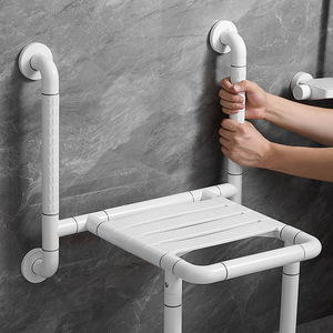 <b>Folding</b> Bathroom <b>Stool</b> With Double Armrests 150 Kg Weight Capacity Wall Mounted <b>Shower</b> Room Safety Equipment - Product Image 3