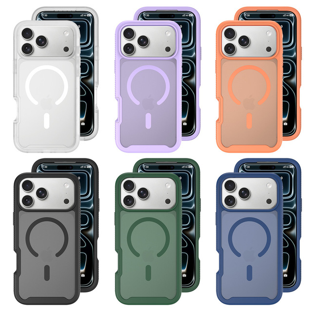 JUNBO Frosted Matte Translucent Magnetic Shockproof Case for iPhone 18 17 16 15 Pro Max Anti Fingerprint Hard PC Cover