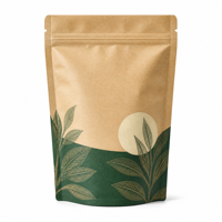 Sachet Doypack en papier kraft avec doublure en aluminium, fermeture zip refermable, thermoscellable, anti-humidité, pour emballage de thé en vrac