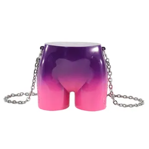 Mini Novelty Hip Purse for Women Funny PVC Acrylic Crossbody Clutch Butt Shape Unique Handbags 2024