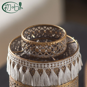 Moroccan Style Wrought Iron Candle <b>Holder</b> With Tassels Home Decoration For Christmas - Product Image 5