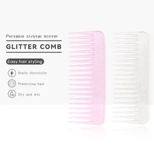 Brosse à cheveux fabricant en gros Portable couleur cristal paillettes peigne cuir chevelu confort dents lisses épaissi accepter Logo