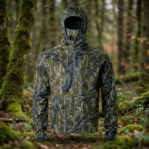 Sudadera con capucha de caza de pesca de manga larga con estampado de sublimación con protección UV y forro polar térmico para equipo de invierno al aire libre - Product Image 2