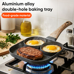 Aluminum Non-Stick Frying <b>Pan</b> with 3-Section Divider, Die-Cast Breakfast Egg <b>Pan</b> for Commercial Kitchen & Home & Restaurant Use - Product Image 1