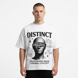 เสื้อยืดโอเวอร์ไซส์ทรงบ็อกซี่ ผ้าคอตตอนหนา 300GSM ซักย้อมสีแบบแอซิดวอช พิมพ์ลายกราฟิก สไตล์สตรีทแวร์ สำหรับผู้ชาย - Product Image 1