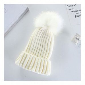 Womens Winter Ribbed Beanie Crossed Cap Chunky Cable Pompom Soft Warm Pom Knit <b>Hat</b> Promotion Gift - Product Image 4