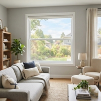 Fenêtres en vinyle à simple battant LEDOW P80 économiques pour projets de remplacement d'appartements multifamiliaux et commandes importantes