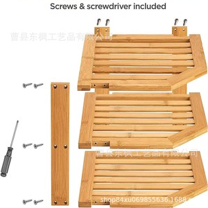 Three Tier Bamboo Fruit <b>Vegetable</b> Drainer Kitchen Countertop Storage Organizer Rectangle <b>Standing</b> Type Multifunctional - Product Image 5