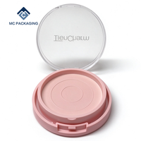 Boîte de poudre compacte ronde à double couche, couleur personnalisée, emballage cosmétique vide pour maquillage