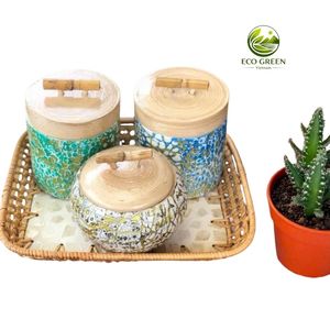 Pot en bambou incrusté de nacre, artisanat vietnamien classique, décoration et cadeau de Noël en bambou, personnalisable - Product Image 2