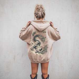 Sudadera con capucha Vintage Japanese Dragon Folklore Serpiente <span class=keywords><strong>voladora</strong></span> Sudadera de fantasía mítica Vieja - Product Image 2