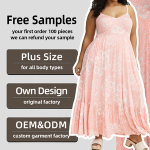 <span class=keywords><strong>Robe</strong></span> longue rose à fleurs grande taille pour <span class=keywords><strong>femme</strong></span>, bretelles spaghetti, style bohème à volants, pour l'été, pour femmes rondes, prix usine, personnalisation OEM - Product Image 1
