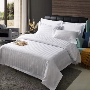 Juegos de Fundas de Edredón a Rayas Personalizadas para Hotel, Juegos de Ropa de Cama a Rayas para Hotel, Juegos de Sábanas Blancas a Rayas Personalizadas para Hotel - Product Image 1