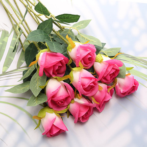 Flores artificiales de una sola rosa de seda al por mayor para decoración del hogar, Navidad, graduación, fiesta de Halloween, suministros - Product Image 1