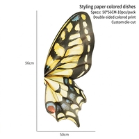 Papier d'emballage pour fleurs en forme de papillon 3D, motif d'ailes artistiques, matériaux d'emballage pour bouquets, fournitures pour fleuristes, emballage