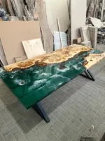 Table à manger convertible de luxe en époxy de haute qualité de forme ovale Console en bois plateau en résine pour la maison bureau barre de conférence utilisation