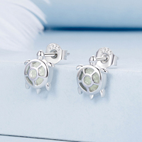 Boucles d'oreilles clous lumineuses en argent sterling 925, tortue de mer, pour femme, animal marin, brillent dans le noir, bijou mignon pour fille, cadeau BSE947