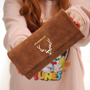 New Long <strong>Wallet</strong> Women's Zipper <strong>Deer</strong> Head Handbag <strong>With</strong> Multi Card Lychee Pattern Zero <strong>Wallet</strong>