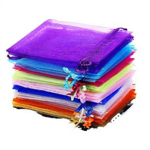 Sacs en organza brillant de couleur unie avec cordon de serrage, fabriqués en Chine, pour les cadeaux de mariage, les cosmétiques, les cadeaux et les bijoux - Product Image 1