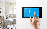 Thermostat intelligent WiFi Tuya carré avec capteurs et écran tactile, design moderne, 24VAC pour systèmes HVAC, certifié FCC, OEM/ODM