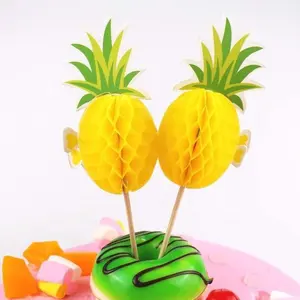 Hawaiian Cupcake Toppers Cake Supplies Aloha Pineapple Decoration Paper Flamingo Cake Toppers