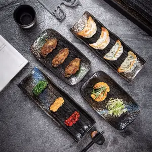 Conjunto de talheres japoneses, prato de cerâmica para sushi preto, louças de jantar, utensílio de cozinha, churrasco, hotel, restaurante