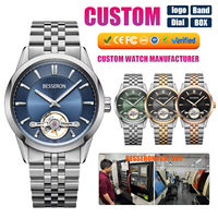 Montre mécanique pour homme avec logo personnalisé OEM, tourbillon Miyota, cadran squelette, cristal saphir, résistante à l'eau, cadeau d'affaires