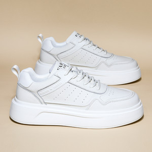Men's <b>White</b> Casual Sneakers Thick Sole Height Increasing Mid <b>Heel</b> Rubber Outsole Breathable Fashionable Leisure Shoes - Product Image 3