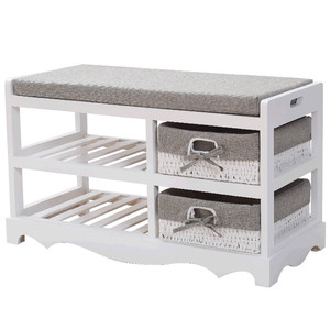 Modern <strong>Shoe</strong> <strong>Rack</strong> <strong>Bench</strong> <strong>With</strong> Basket Drawers Wooden <strong>Shoe</strong> Cabinet - Product Image 1
