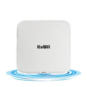 2024 New Design KuWFi 3000Mbps dual band 24dBi antenna 128user 48V POE power ceiling access point with LED display