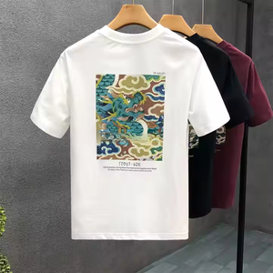 T-shirts pour hommes de haute qualité 100% coton imprimés d'ours, t-shirt surdimensionné épais, broderie personnalisée - Product Image 5