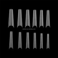Faux ongles extra longs forme cercueil, courbe en C profonde, pointe carrée conique, avec ligne de positionnement latérale droite, pour extension de gel, usage professionnel et DIY, 12 tailles